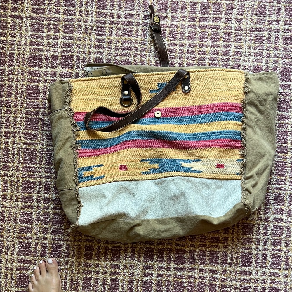 Multicolor Woven Tote Bag